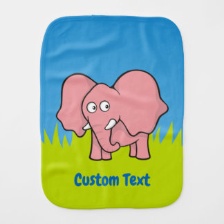 Pink elephant cartoon baby burp cloth