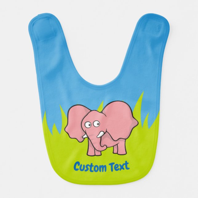 Pink elephant cartoon bib (Front)