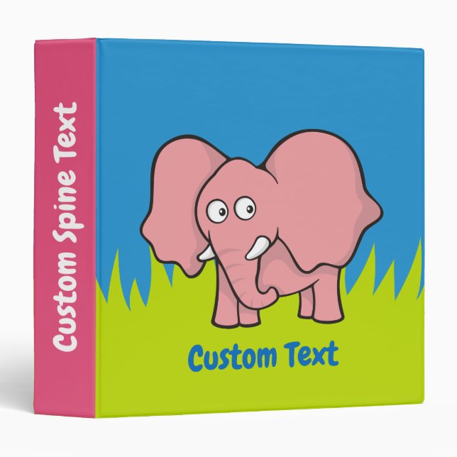 Pink elephant cartoon binder (Front/Spine)