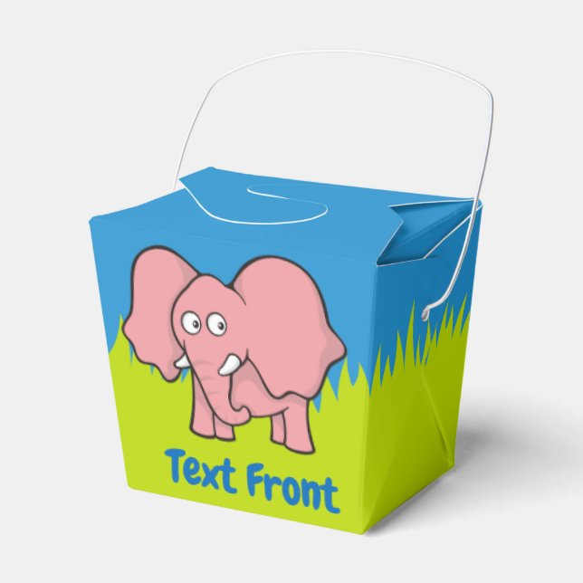 Pink elephant cartoon favor box (Front Side)