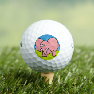Pink elephant cartoon golf balls