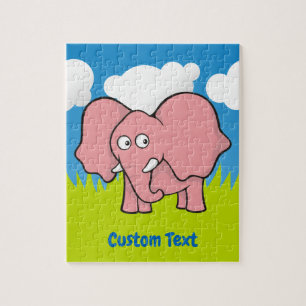 Pink elephant cartoon jigsaw puzzle