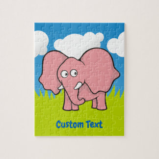 Pink elephant cartoon jigsaw puzzle