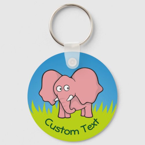 Pink Elephant Cartoon Keychain