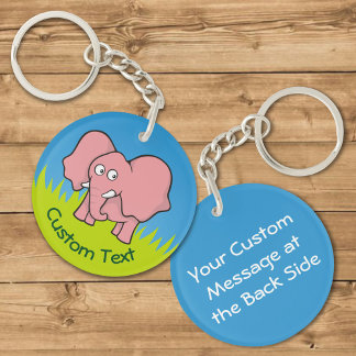 Pink Elephant Cartoon Keychain