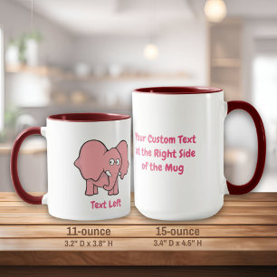 Pink elephant cartoon mug