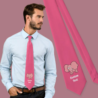 Pink elephant cartoon neck tie