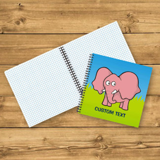 Pink Elephant Cartoon Notebook