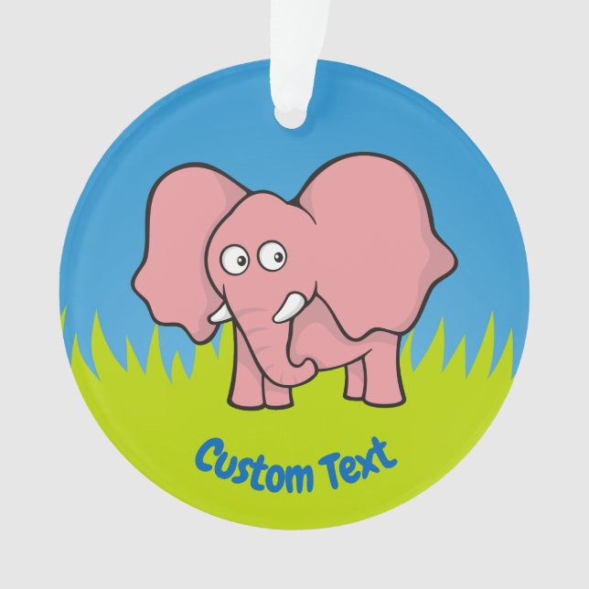 Pink elephant cartoon ornament (Front)