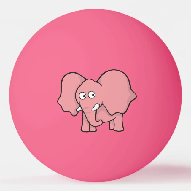 Pink Elephant Cartoon Ping Pong Ball (Front)