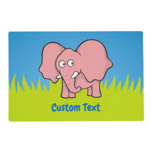 Pink elephant cartoon placemat