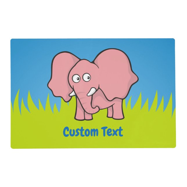 Pink elephant cartoon placemat (Front)