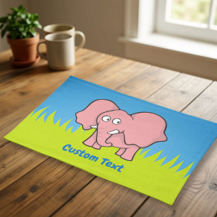 Pink elephant cartoon placemat