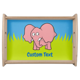 Pink elephant cartoon serving tray
