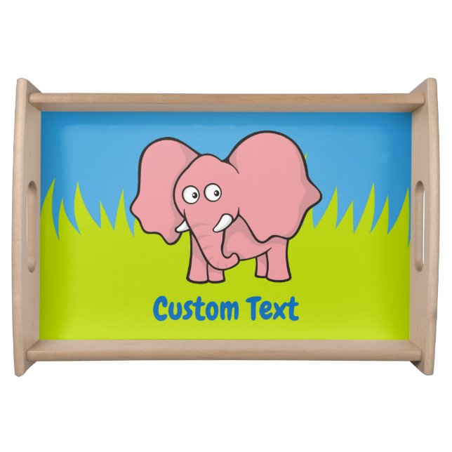 Pink elephant cartoon serving tray (Front)