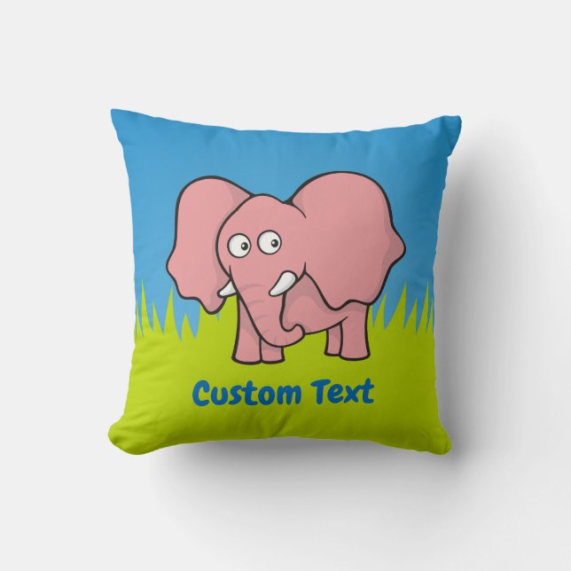 Pink elephant cartoon throw pillow (Front)