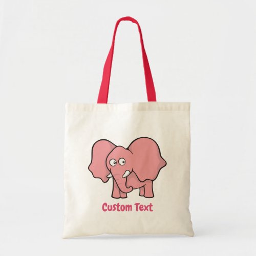 Pink elephant cartoon tote bag