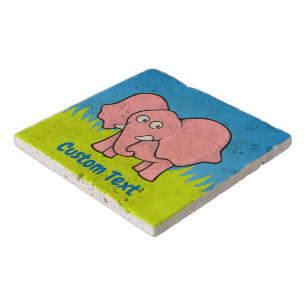 Pink elephant cartoon trivet