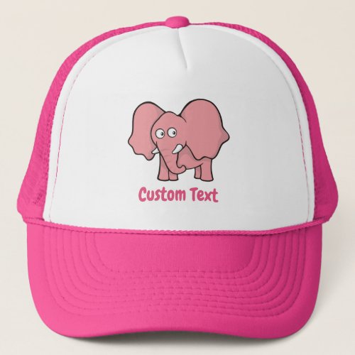 Pink elephant cartoon trucker hat