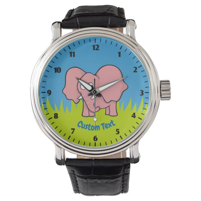Pink elephant cartoon watch (Front)