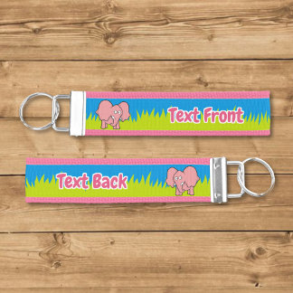 Pink elephant cartoon wrist keychain