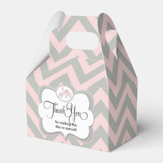 Pink elephant chevron baby favor box