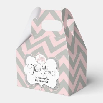 Pink Elephant Chevron Baby Favor Box by mybabybundles at Zazzle