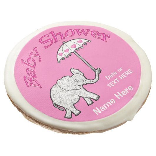 Pink Elephant Cookies for Baby Shower (Angled)