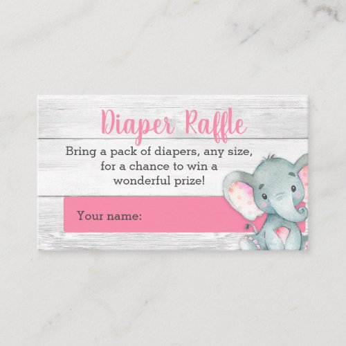 Pink Elephant Diaper Raffle Cards