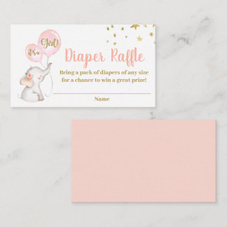 Pink Elephant Diaper Raffle Enclosure Card