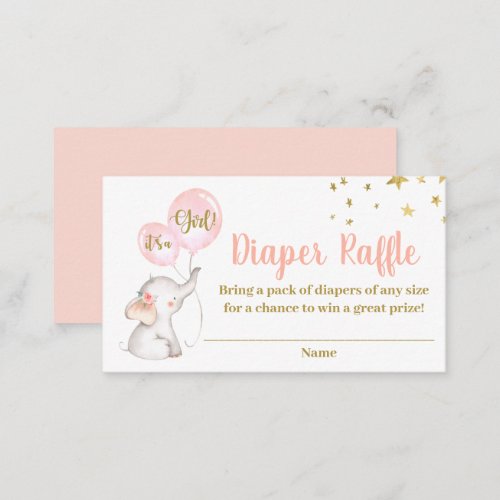 Pink Elephant Diaper Raffle Enclosure Card