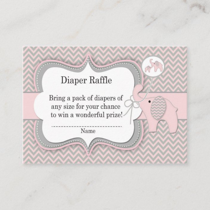 Pink Elephant Diaper Raffle Ticket Enclosure Card | Zazzle.com