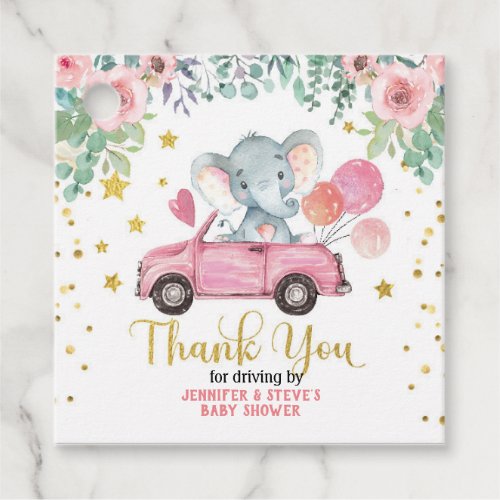 Pink Elephant Drive Through Baby Shower Parade Favor Tags