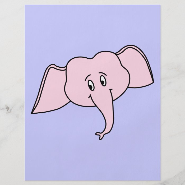 Pink Elephant Face. Cartoon Flyer