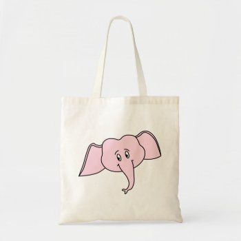 Pink Elephant Face. Cartoon Tote Bag by Animal_Art_By_Ali at Zazzle