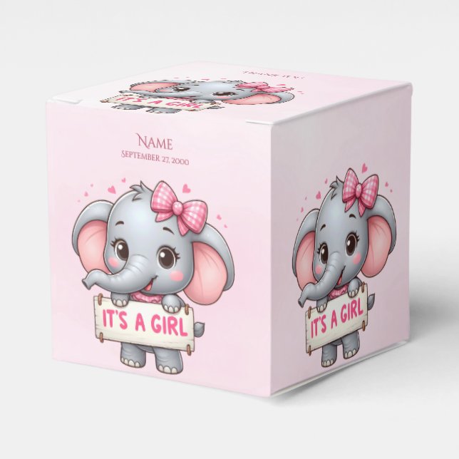Pink Elephant Favor Box (Front Side)