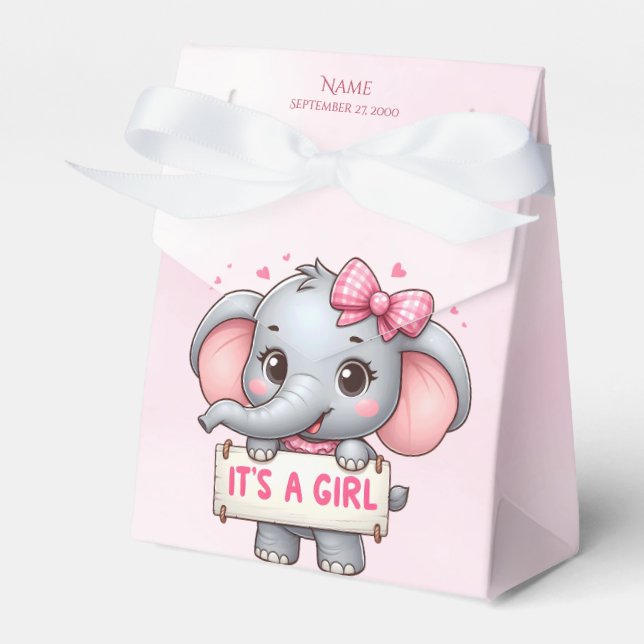 Pink Elephant Favor Box (Front Side)