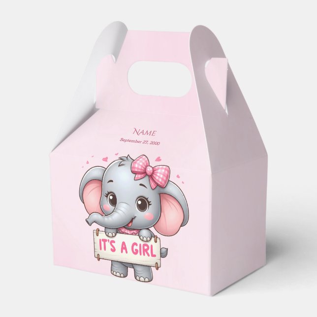 Pink Elephant Favor Box (Front Side)
