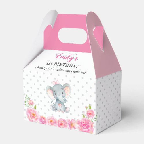 Pink Elephant First Birthday Party Little Peanut Favor Boxes