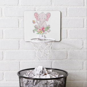 Pink Elephant Floral Basketball Hoop for kids