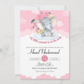 Pink Elephant Floral Girl Baby Shower Invitation (Front)