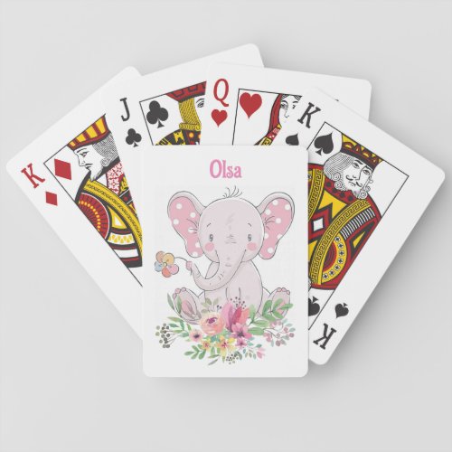 Pink Elephant Floral Playing Card Deck