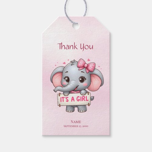 Pink Elephant Gift Tag