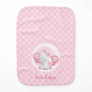 Pink Elephant Girl Baby Burp Cloth