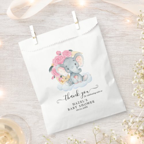 Pink Elephant Girl Baby Shower Favor Bags