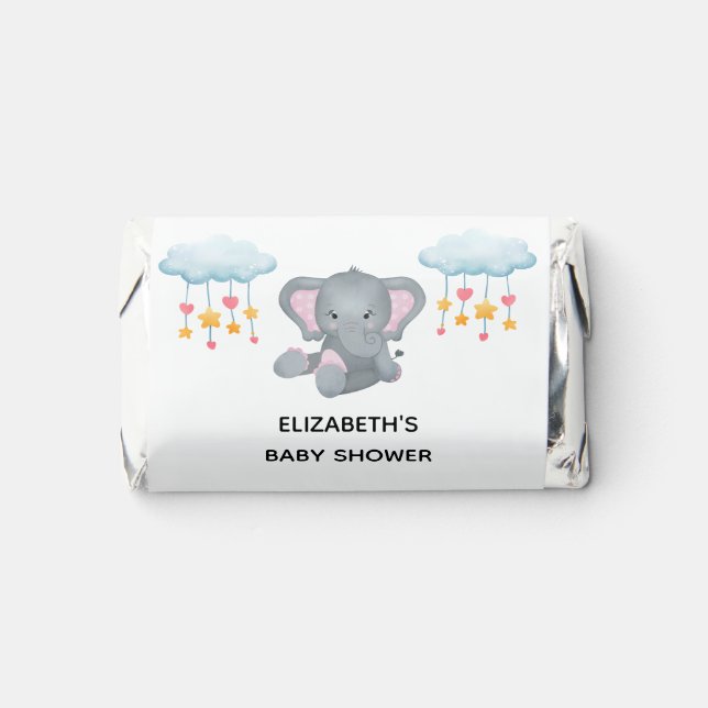 Pink Elephant Girl Baby Shower  Hershey's Miniatures (Front)