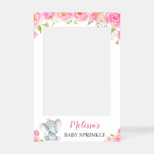 Pink Elephant Girl Baby Sprinkle Photo Booth Selfi Selfie Frame