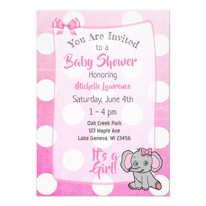 Pink Elephant S Baby Shower Invitation Zazzle Pink Elephant S Baby Shower
