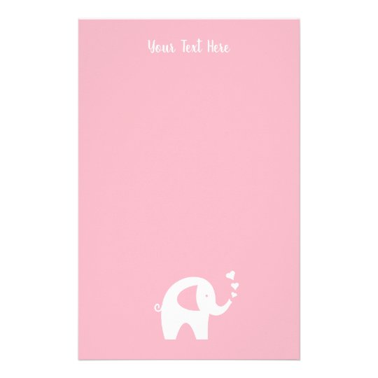 Pink elephant girl's baby shower stationery paper