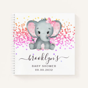Pink Elephant Glitter Baby Shower Guest Book
